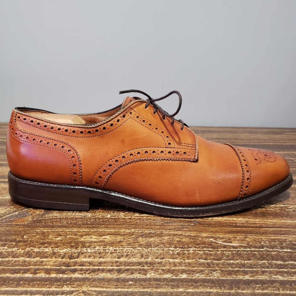 Allen Edmonds Oxford Mens 9.5 E Sanford Brown Fair Cap Toe Brogue Dress Shoes
